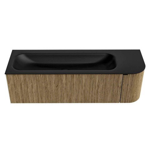 Mondiaz KURVE Badkamermeubelset - 145x46x40cm - 1 lade - 1 deur - wastafel solid surface - links - zonder kraangat - Dusk SW1414825