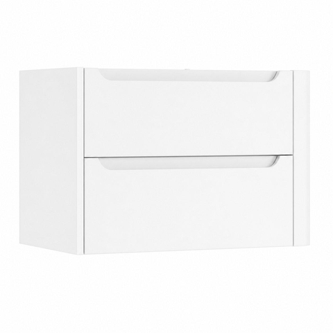 H&R Badmeubelen Juice Meuble sous vasque - 80x45x50cm - angle droit arrondi - 2 tiroirs - poignée intégrée - Blanc mat SW1488956