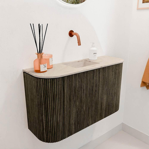 Mondiaz JOYA-DLUX 73.2cm toiletmeubel - ronding links en rechts kleur Shadow - Wastafel FAYE positie Midden Zonder kraangat kleur Frappe. SW1422700