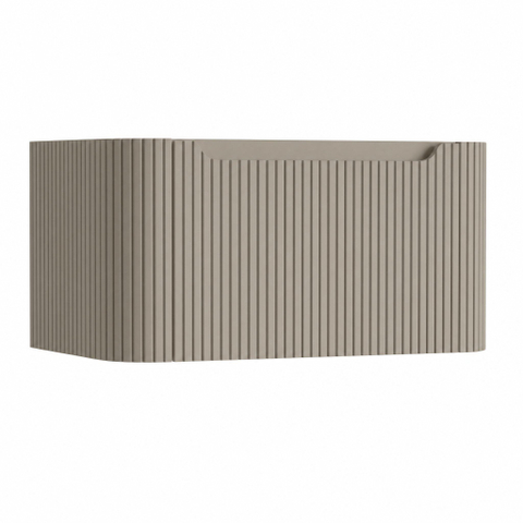 H&R Badmeubelen Juice Wastafelonderkast - 80x45x40cm - afgeronde hoeken - 3D-front - 1 lade - geïntegreerde greep - olive SW1259143