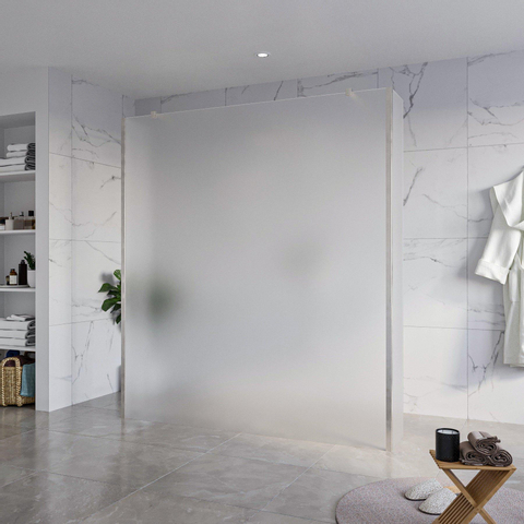 Fortifura Galeria Vrijstaande Inloopdouche - 180x200cm - glas mat - antikalk - 8mm veiligheidsglas - 2 zijwanden - 30cm - wandsteunen en hoekprofielen - PVD - geborsteld RVS SW992995