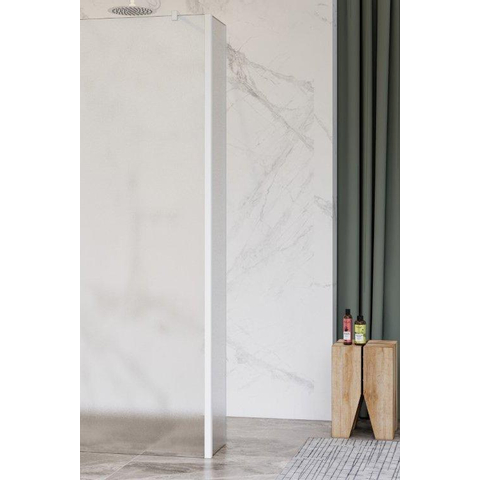 Fortifura Galeria zijwand - 50x200cm - glas - 8mm - met hoekprofiel - mat wit SW925326