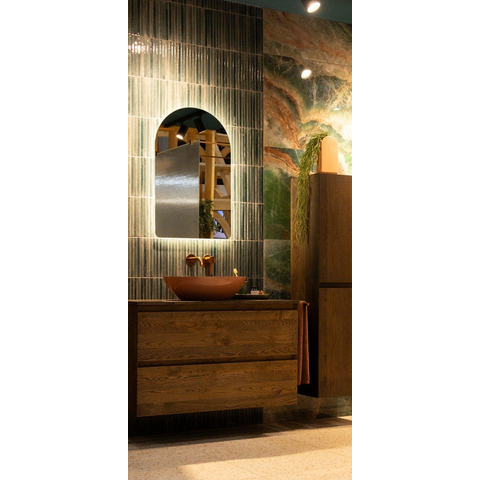 Saniclass Holz Atelier Meuble sous lavabo - 80x45x60cm - 2 tiroirs - Walnut pure SW1420803