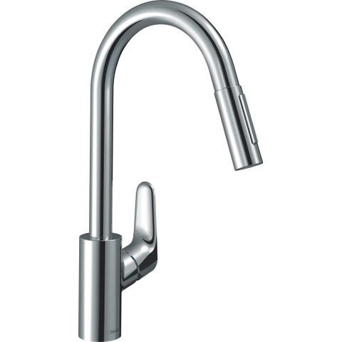 Hansgrohe Focus m41 Eengreeps keukenmengkraan - 240 met uittrekbare vuistdouche - 2 straalsoorten - hoogglans chroom GA69755