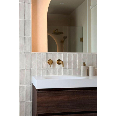 Brauer Gold Edition Mitigeur de lavabo encastré - bec verseur courbé à droite - poignée de moyenne épaisseur - modèle E2 PVD - or brossé SW715566
