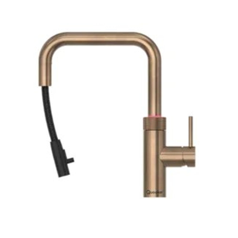 Quooker Flex Square kokendwaterkraan - draaibare & uittrekbare uitloop - PRO3 reservoir - kokend water - messing patina SW1481707