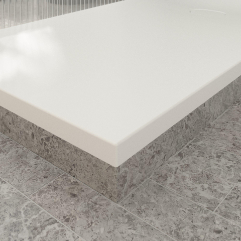 Villeroy & Boch Ecora douchebak - 160x90x4.5cm - afvoer korte zijde - stone white (wit) SW1559013