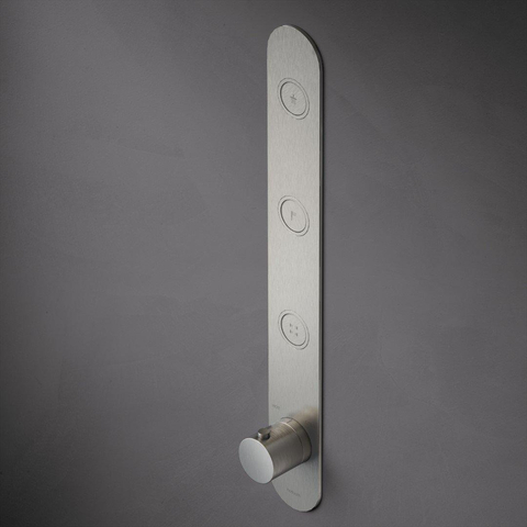 Hotbath Cobber Afbouwdeel inbouwthermostaat - met 3 pushbuttons verticale plaatsing - geborsteld nikkel (RVS) SW229957