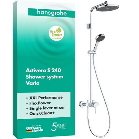 Hansgrohe Activera S - showerpipe - 240 - 1jet - ecosmart - mengkraan - hoogglans chroom SW1388018