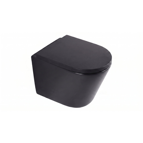QeramiQ Dely hangtoilet – spoelrandloos – diepte 51,7 cm – met 35 mm softclose zitting – mat zwart SW1225249