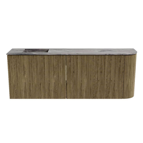 Mondiaz JOYA-DLUX Meuble de toilette 111,6cm - arrondi droite couleur Dusk - Vasque FAYE position gauche 1 trou de robinet couleur Sombra SW1426279