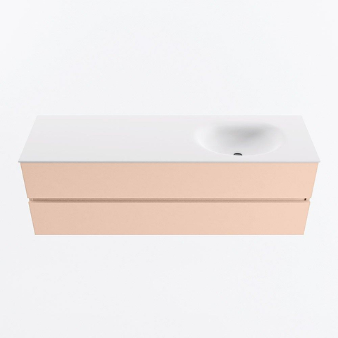 MONDIAZ VICA Ensemble meuble de salle de bains - 150cm - sous-meuble rosee - 2 tiroirs - lavabo moon à droite - sans trous de robinet - version haute 60cm - talc SW1080377