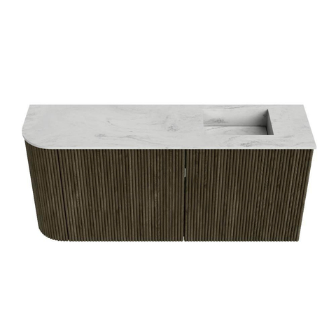 Mondiaz JOYA-DLUX Meuble de salle de bains - 91,6cm - arrondi gauche couleur Shadow - Vasque FAYE position Droite Sans trou de robinet couleur Opalo SW1422972