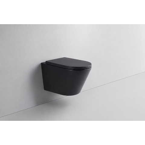 QeramiQ Dely Ensemble WC - réservoir encastré Qeramiq Flush - abattant 35mm - plaque de commande noire mate en matière synthétique - boutons rectangulaires - noir mat SW1578492