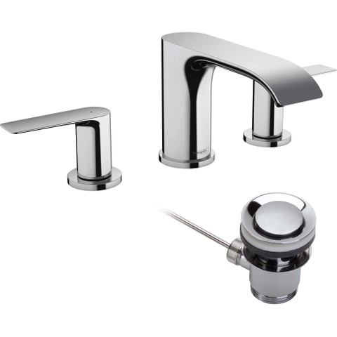 Hansgrohe VIVENIS Wastafelmengkraan - 90 met pop-up trekwaste - hoogglans chroom SW642515