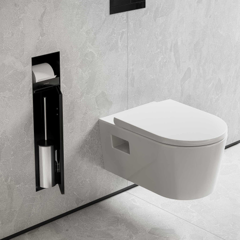 Hansgrohe XtraStoris Rock Porte-brosse WC - porte-rouleau - porte carrelable - noir mat SW1590299