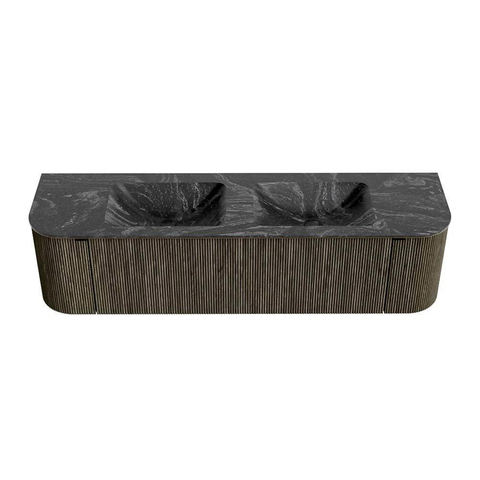 Mondiaz KURVE-DLUX Badkamermeubelset - 170x46x40cm - 1 lade - 2 deuren - wastafel solid surface - dubbel - zonder kraangat - Shadow SW1414677