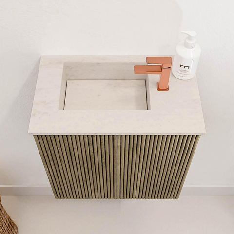 Mondiaz JOYA-DLUX 40cm toiletmeubel - kleur Dusk - Wastafel FAYE positie Links 1 kraangat kleur Meli. SW1419611