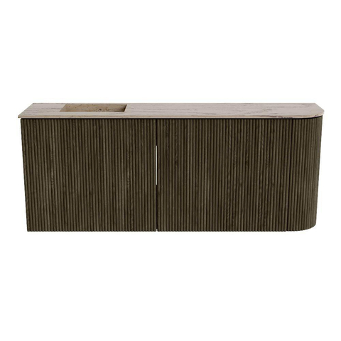 Mondiaz JOYA-DLUX Meuble de salle de bains 101,6cm - arrondi droite couleur Shadow - Vasque FAYE position Gauche Sans trou de robinet couleur Arena SW1424839