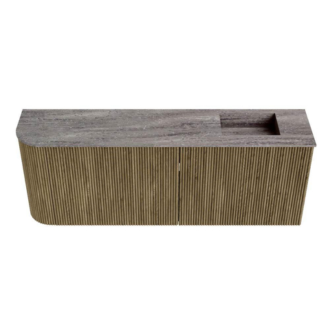 Mondiaz JOYA-DLUX 111.6cm meuble de salle de bains - arrondi gauche couleur Dusk - Vasque FAYE position Droite Sans trou de robinet couleur Oza. SW1426027