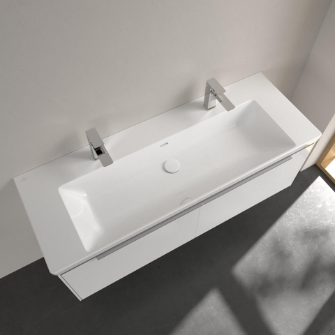 Villeroy & Boch Subway 3.0 meubelwastafel - 1300x470mm - 2 kraangaten - met overloop - White Alpine (glans wit) SW641679