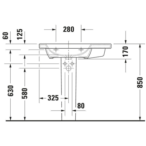 Duravit Durastyle Meubelwastafel asymmetrisch - met 1 kraangat links - 80x48cm - met wondergliss - wit SW54162