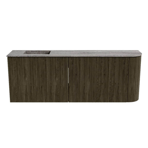 Mondiaz JOYA-DLUX 111.6cm toiletmeubel - ronding rechts kleur Shadow - Wastafel FAYE positie Links Zonder kraangat kleur Oza. SW1425078