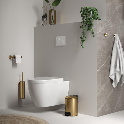Brauer Gold Edition Toilet Accessoireset 2-delig PVD geborsteld goud: Toiletborstelhouder en Toiletrolhouder SHOWROOMMODEL SHOW27091