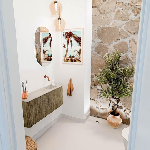 Mondiaz JOYA-DLUX 90cm toiletmeubel - kleur Dusk - Wastafel FAYE positie Rechts Zonder kraangat kleur Opalo. SW1423326