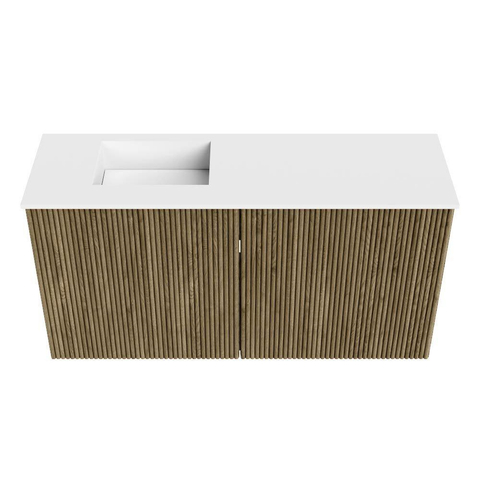 Mondiaz JOYA 80cm toiletmeubel - kleur Dusk - Wastafel FAYE positie Links Zonder kraangat kleur Talc. SW1421588