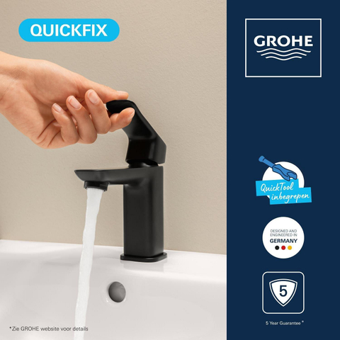 Grohe Dice Wastafelmengkraan - s-size - opbouw - trekwaste - matte black (mat zwart) SW1440580