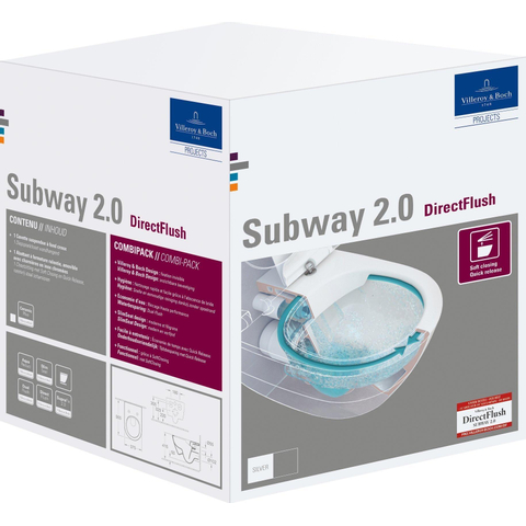 Villeroy & Boch Subway 2.0 combi pack - met wandcloset - diepspoel DirectFlush - inclusief slimseat closetzitting - softclose - White Alpine (glans wit) GA59210