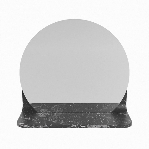 Mondiaz SPOT miroir – Ø 30 cm – avec tablette – Lava (marbre noir) SW1235641