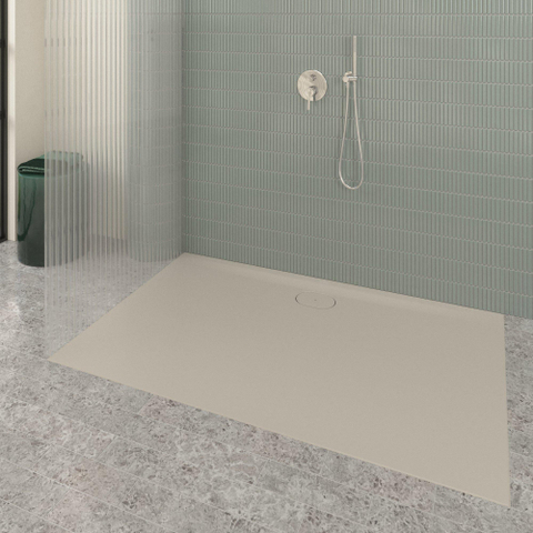 Villeroy & Boch Ecora douchebak - 160x100x3.5cm - afvoer lange zijde - almond (beige) SW1558965