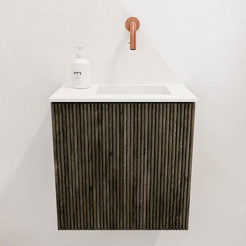 Mondiaz JOYA 40cm meuble de salle de bains WC - couleur Shadow - Vasque FAYE position Droite Sans trou de robinet couleur Talc. SW1421380