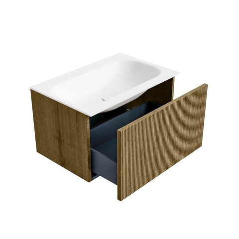 Mondiaz KURVE Badkamermeubelset - 70x46x40cm - 1 lade - wastafel solid surface - midden - zonder kraangat - Dusk SW1414747