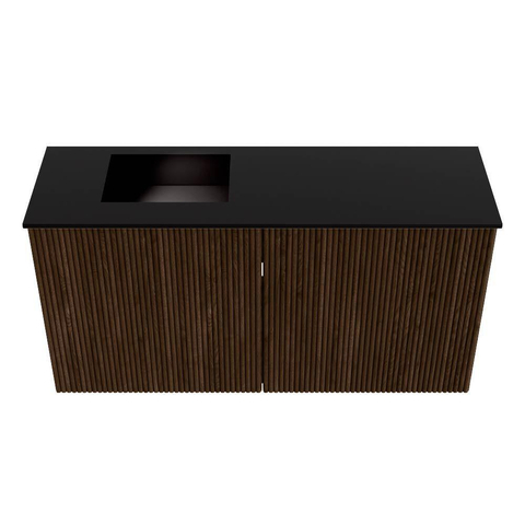 Mondiaz JOYA 80cm toiletmeubel - kleur Walnut - Wastafel FAYE positie Links Zonder kraangat kleur Urban. SW1421362