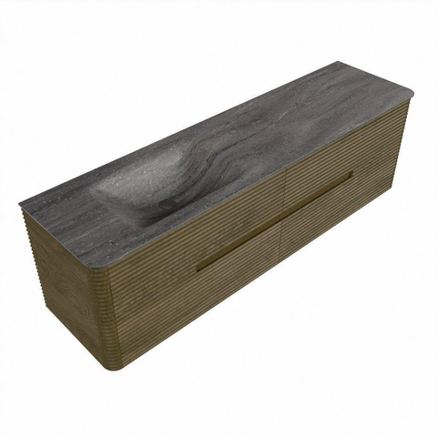 Mondiaz CIRO-DLUX Ensemble de meubles de salle de bains - 170x45x50cm - Lavabo en solid surface Oza - 1 vasque à gauche - sans trous de robinet - 4 tiroirs - Dusk SW1533304