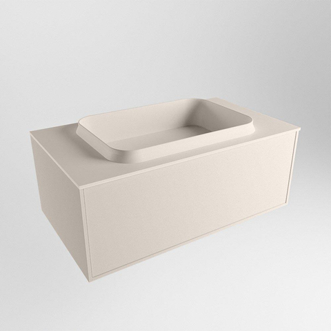 MONDIAZ ERIN Ensemble meuble de salle de bains - 80cm - Linen - 1 tiroir - vasque centrale - 0 trous de robinet - Linen SW698447