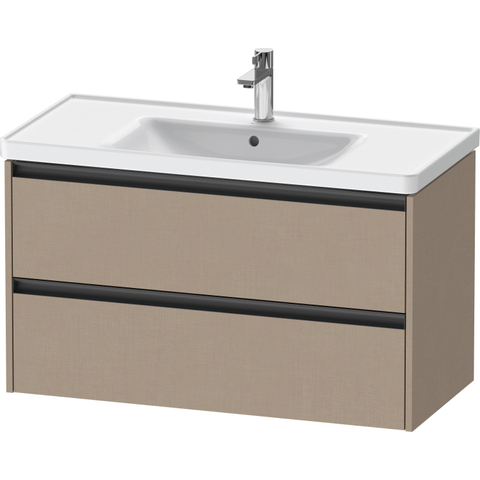 Duravit Ketho.2 Wastafelonderbouwkast - met 2 laden - 98.4x45.5x54.9cm - met grepen antraciet - linnen mat SW773070