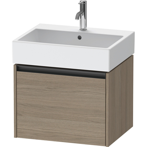 Duravit Ketho.2 Wastafelonderbouwkast - met 1 lade - 58.4x46x44cm - met greep antraciet - eiken terra mat SW773043