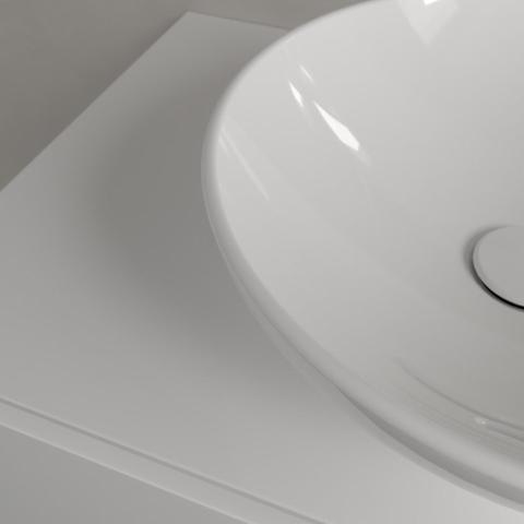 Villeroy & Boch Loop & Friends opzetwastafel - 42cm rond - met overloop CeramicPlus - White Alpine (glans wit) SW644145