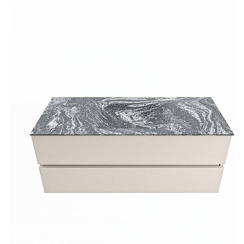 Mondiaz VICA-DLUX Meuble sous vasque - 120cm - Linen - 2 tiroirs - vasque encastrable CLOUD - centre - sans trou de robinet - Lave SW904997