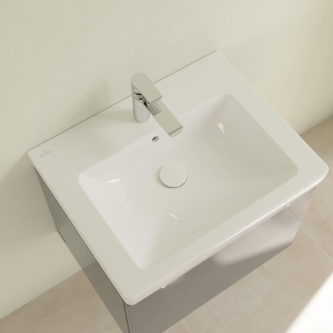 Villeroy & Boch Subway 2.0 lavabo à poser sur meuble - 60x47cm - 1 trou de robinetterie avec trop-plein ceramic+ blanc 1024107