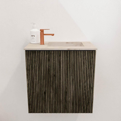 Mondiaz JOYA-DLUX Meuble de toilette 40cm - couleur Shadow - Vasque FAYE position Droite 1 trou de robinet couleur Frappe. SW1422668