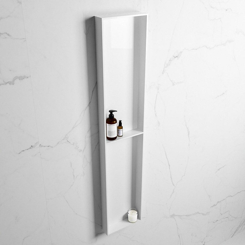 Mondiaz Easy nis 29.5x89.5x8cm voor Inbouw/opbouw 2 open vakken Solid surface Talc/Talc SW643794