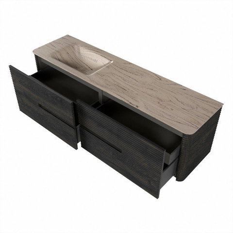 Mondiaz CIRO-DLUX Ensemble de meubles de salle de bains - 170x45x50cm - Plan vasque solid surface Arena - 1 vasque à gauche - 1 trou de robinet - 4 tiroirs - Shadow SW1532365