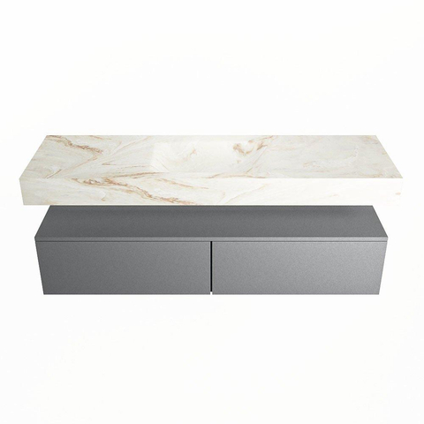 MONDIAZ ALAN - DLUX Ensemble meuble de salle de bains - 150cm - meuble bas - Plata - 2 tiroirs - lavabo suspendu - vasque centrale - 0 trous de robinet - Frappe SW805644