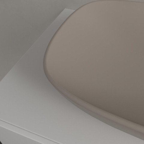 Villeroy & Boch Loop & Friends opzetwastafel - 56x38cm - zonder kraangat - met overloop CeramicPlus - mat almond (beige) SW644127