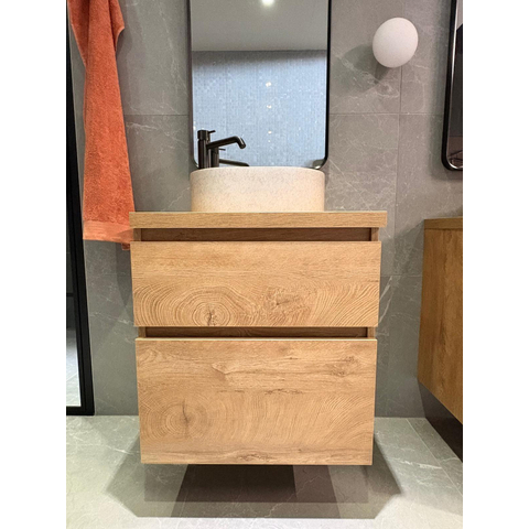 BRAUER Delight badmeubelset (onderkast + topblad) - 60x46x60cm - 2 softclose lades - greeploos - 1 sifon uitsparing - Ocean Medium topblad - 60x46x4cm - Forest Tan SHOWROOMMODEL SHOW26653
